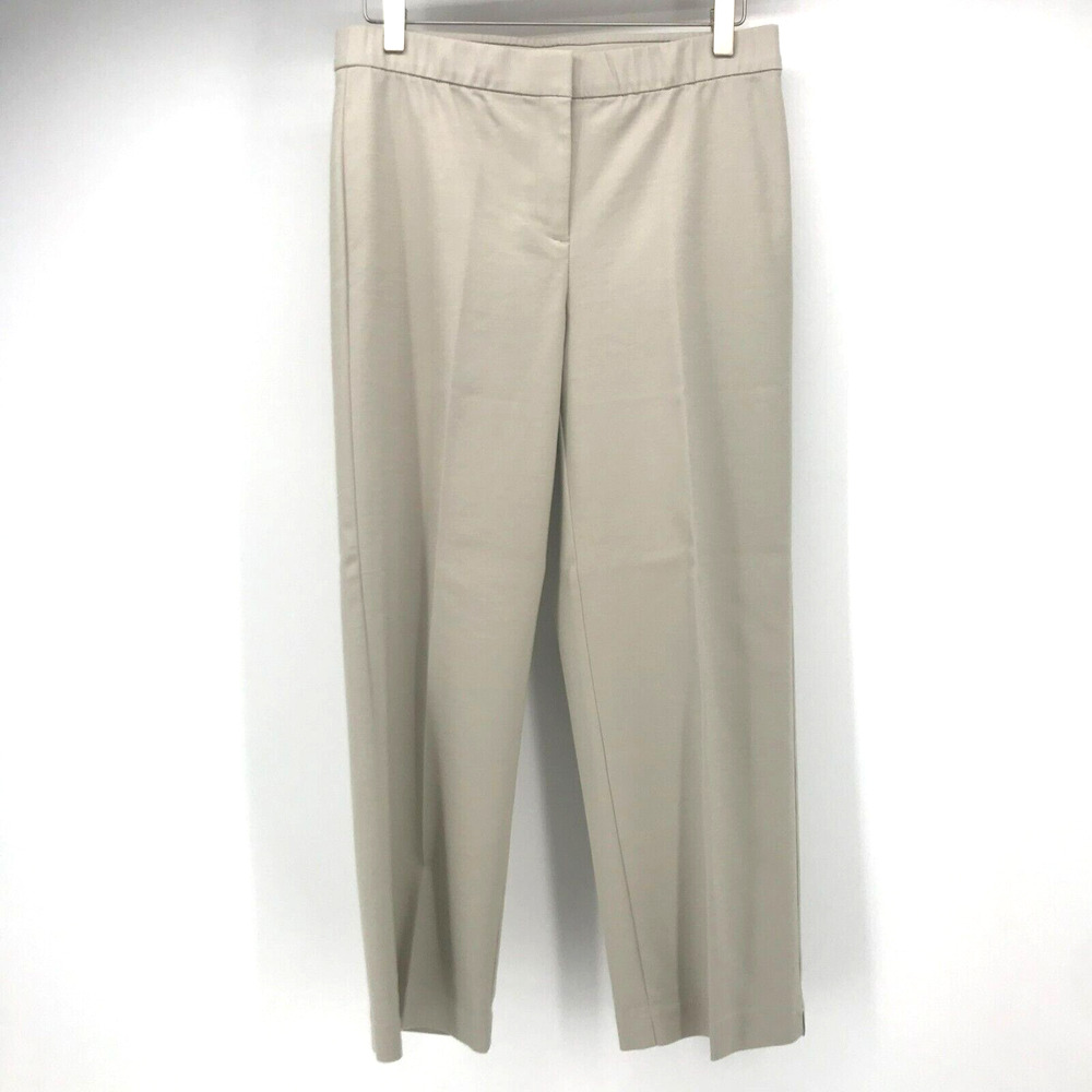 J. Jill Crop Pant Womens 6 Tan Khaki Straight Leg Elastic Waist Flat Front
